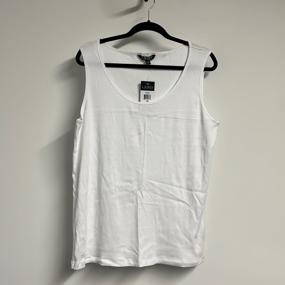 Ralph Lauren Ribbed Tank Top. New with tags. White. Size 2X.